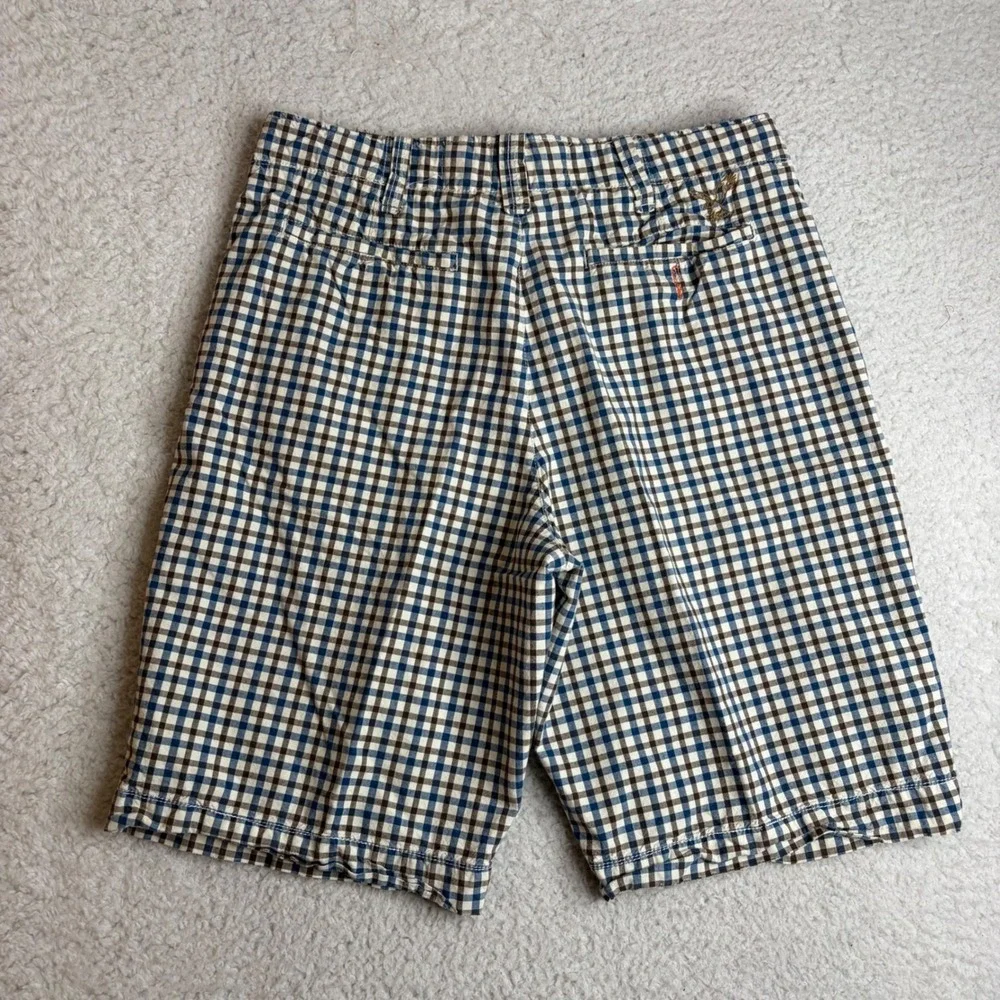 American Eagle Plaid baggy Shorts Mens 34 Blue Brown skater Y2K Longer Length - Picture 3 of 8